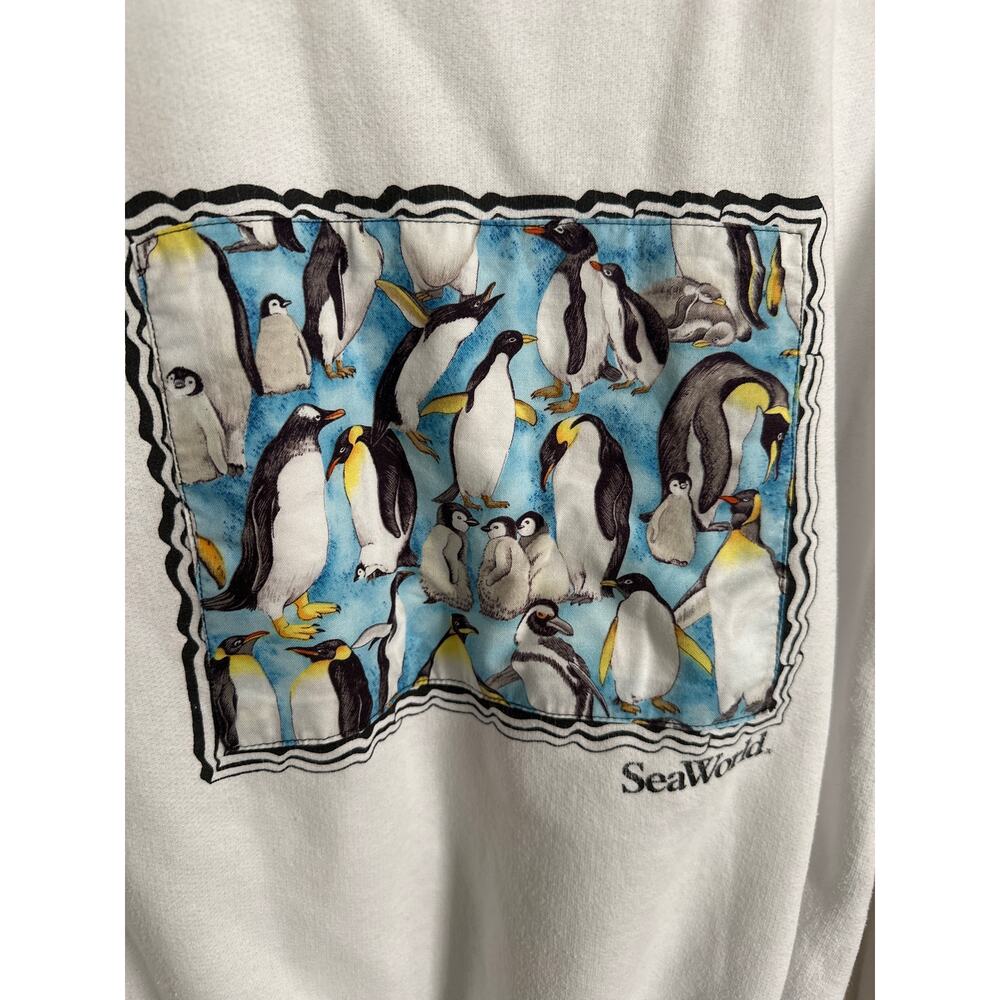 Vintage 90s SeaWorld Penguin Graphic Sweatshirt - Jerzees NuBlend -‎ Size Medium - Picture 6 of 7